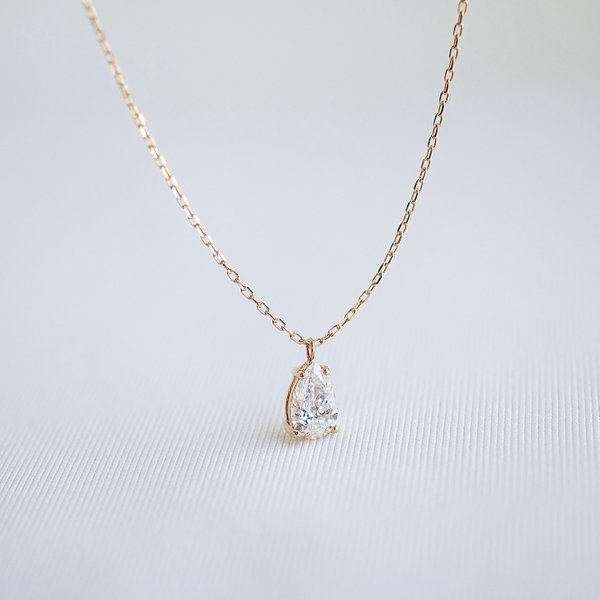 14KYG Lab Grown Diamond Necklace - Pear