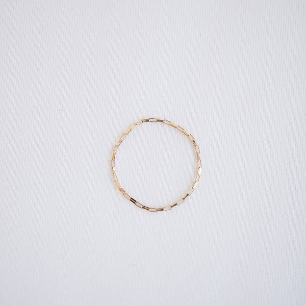 Square Chain Ring - 14K Yellow Gold