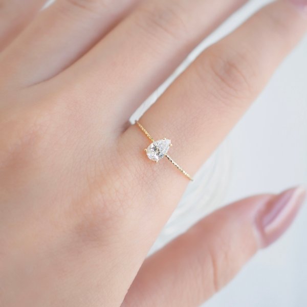 14KYG Lab Grown Diamond Ring - Pear
