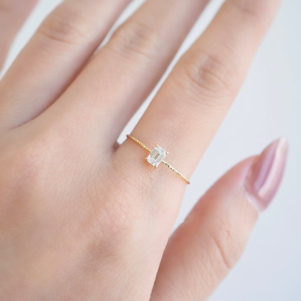 14KYG Lab Grown Diamond Ring - Baguette