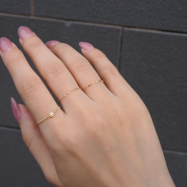 Square Chain Ring - 14K Yellow Gold
