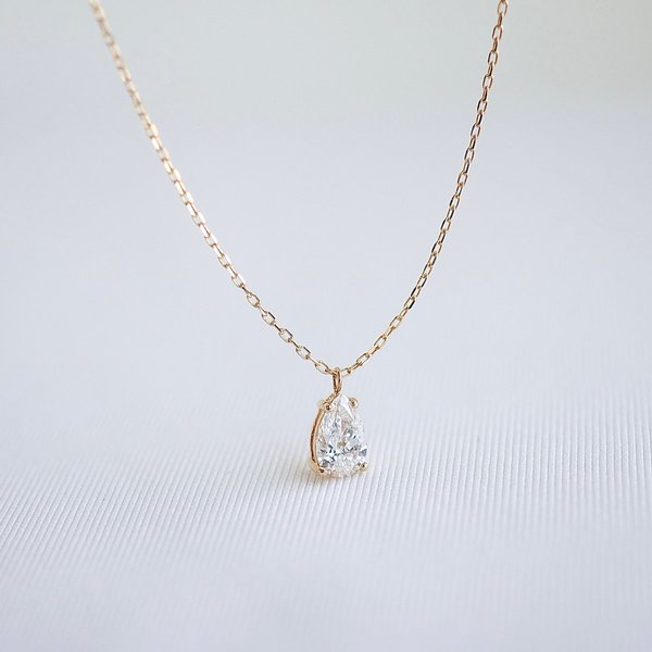 14KYG Lab Grown Diamond Necklace - Pear