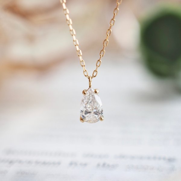 14KYG Lab Grown Diamond Necklace - Pear