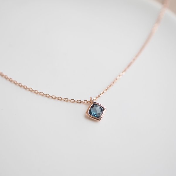 KIM Necklace - London Blue Topaz (Rose Gold)