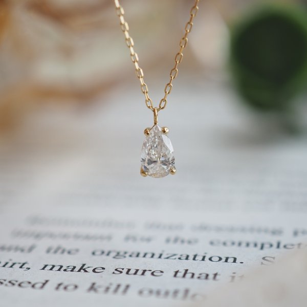 14KYG Lab Grown Diamond Necklace - Pear