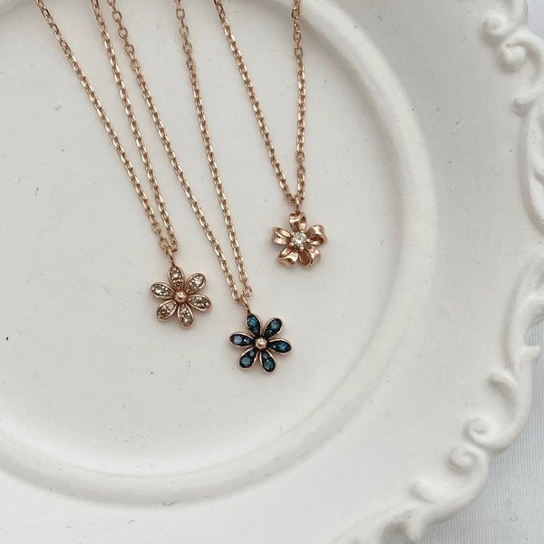 (CN340 & CN347) 14KG Flower Diamond Necklace