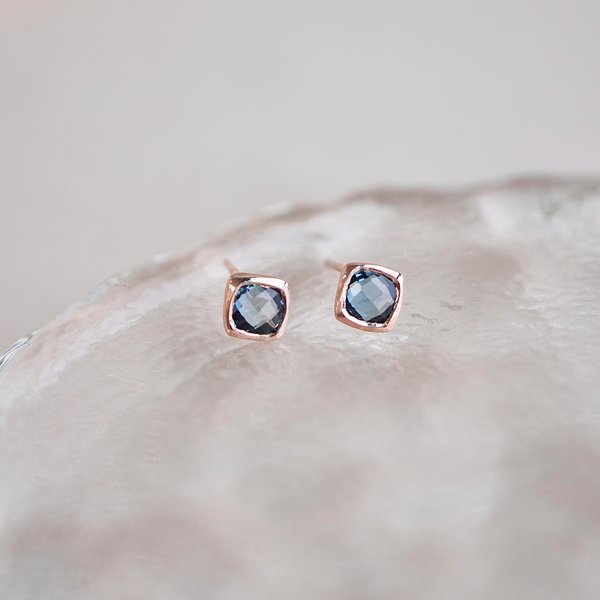 KIM Earrings - London Blue Topaz (Rose Gold)