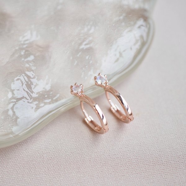 ZORA Huggies - Moonstone (Rose Gold)