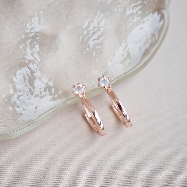 ZORA Huggies - Moonstone (Rose Gold)