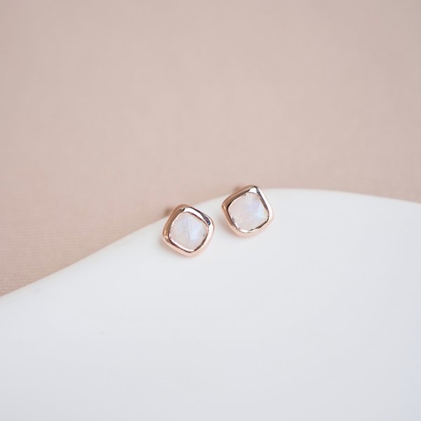 KIM Earrings - Moonstone (Rose Gold)