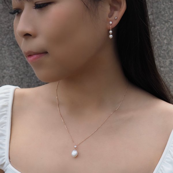 ARIEL Necklace - Pearl (Rose Gold)