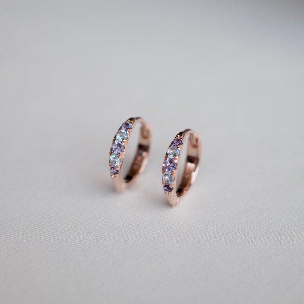 ESTHER Huggies - Iolite (Rose Gold)