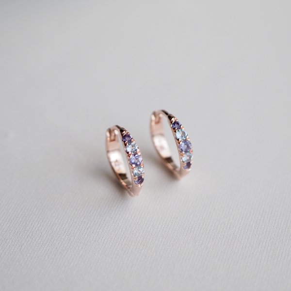 ESTHER Huggies - Iolite (Rose Gold)
