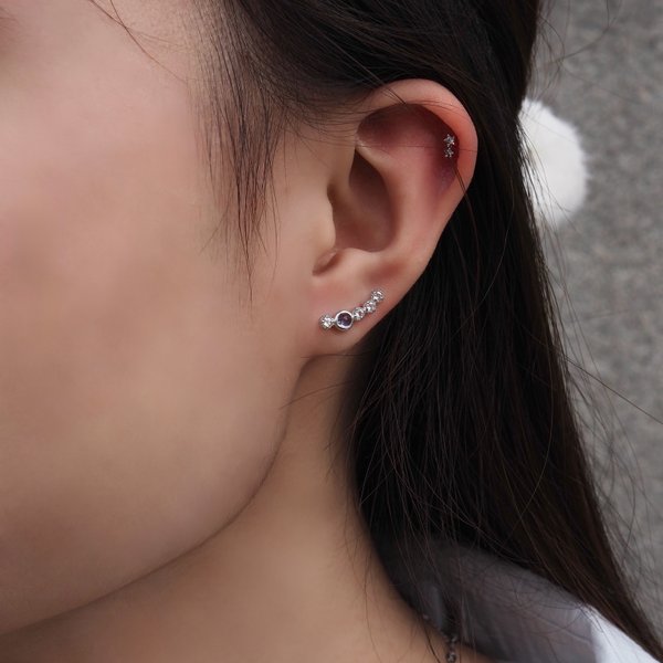 KELLY Ear Climber - Iolite/White Topaz (Silver)
