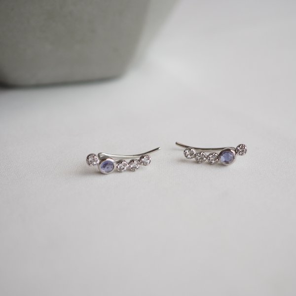 KELLY Ear Climber - Iolite/White Topaz (Silver)