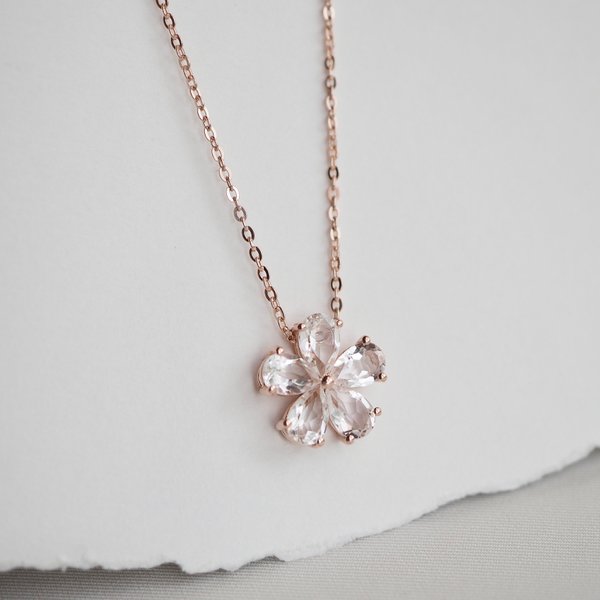 MELISSA Necklace - Clear Quartz (Rose Gold)