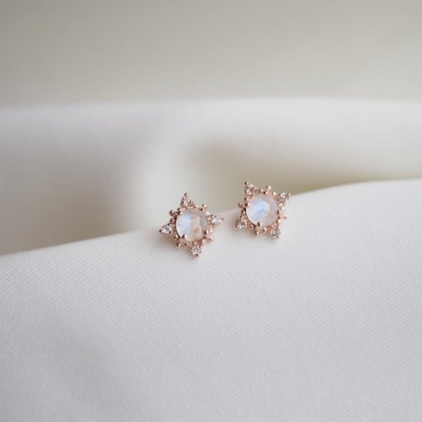 CLAIRE Earrings - Moonstone (Rose Gold)