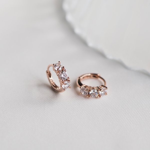 ZENITH Earrings - Cubic Zirconia (Rose Gold)