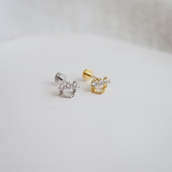 CZ Chain Flat-Back Earrings