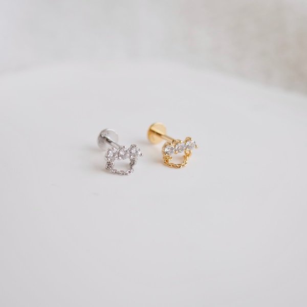 CZ Chain Flat-Back Earrings