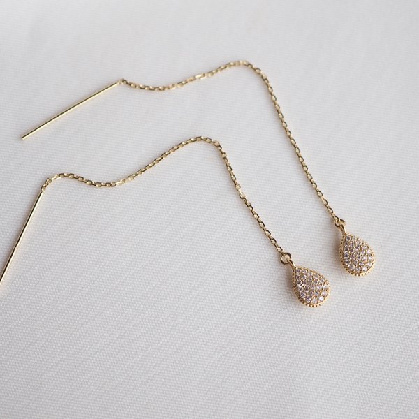 WYNN Threader Earrings - Cubic Zirconia (Yellow Gold)