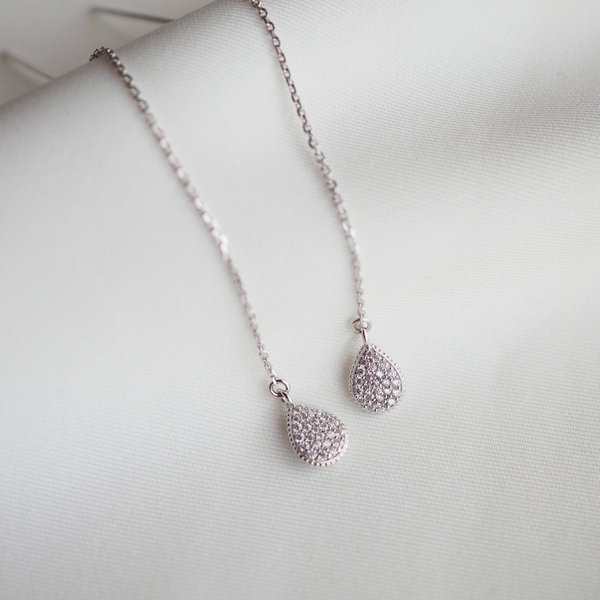 WYNN Threader Earrings - Cubic Zirconia (Silver)