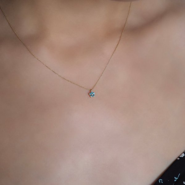 ESTEE Blue Diamond Necklace - 14K Yellow Gold