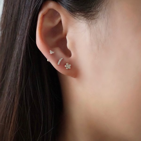 ESTEE Champagne Diamond Barbell - 14K Yellow Gold