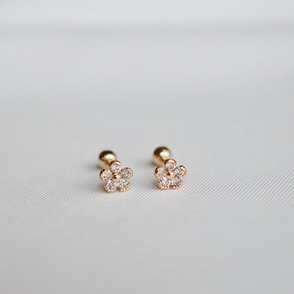 ESTEE Champagne Diamond Barbell - 14K Yellow Gold