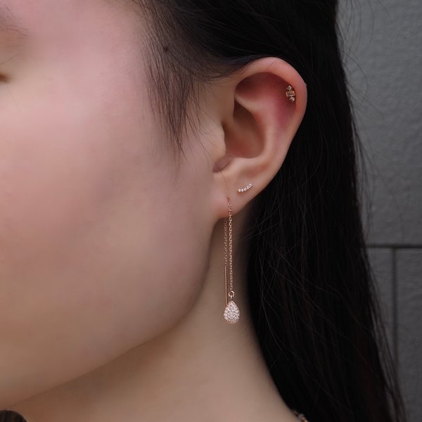 WYNN Threader Earrings - Cubic Zirconia (Rose Gold)