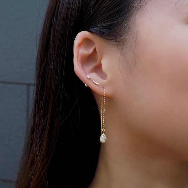 WYNN Threader Earrings - Cubic Zirconia (Yellow Gold)