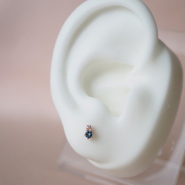 ARIES Barbell Earrings - Blue Topaz