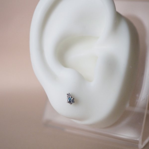 ARIES Barbell Earrings - Labradorite