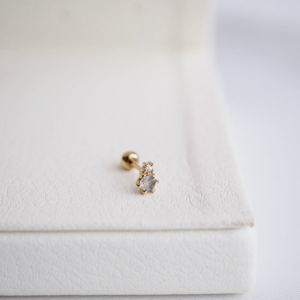 ARIES Barbell Earrings - Labradorite