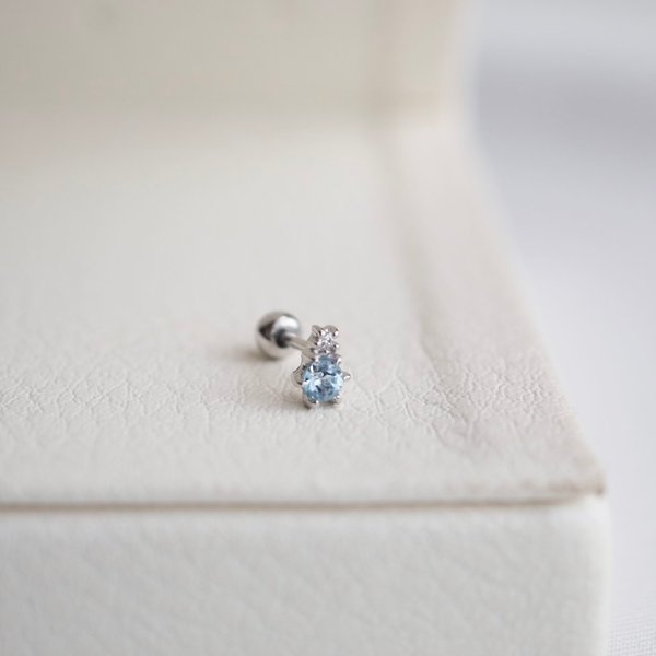ARIES Barbell Earrings - Blue Topaz