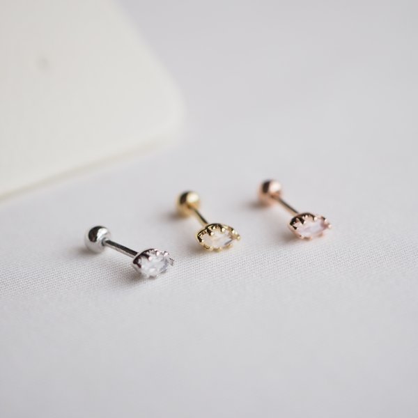 MIA Barbell Earrings - Moonstone