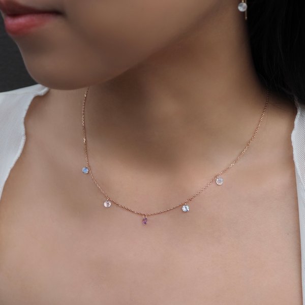 KERIN Necklace - Mix Stones (Rose Gold)