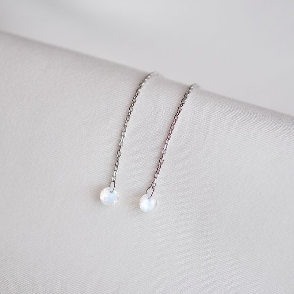 KERIN Threader Earrings - Moonstone (Silver)