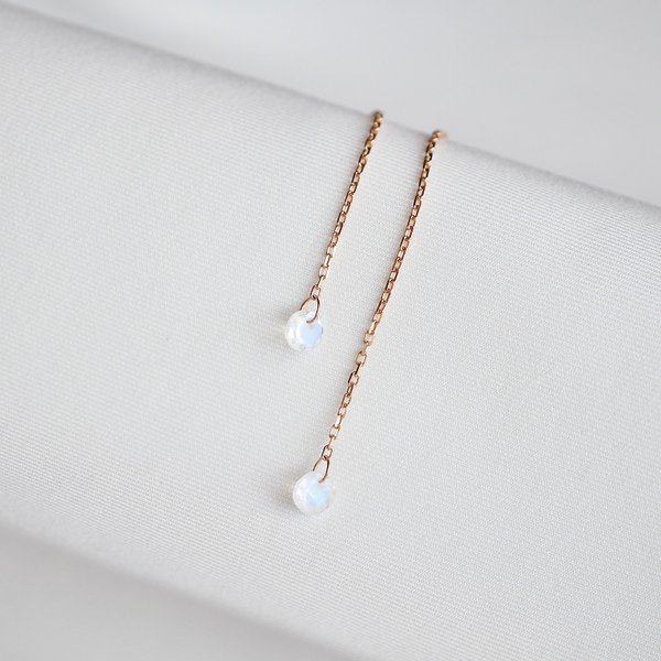 KERIN Threader Earrings - Moonstone (Rose Gold)