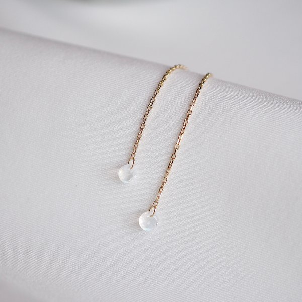 KERIN Threader Earrings - Moonstone (Yellow Gold)