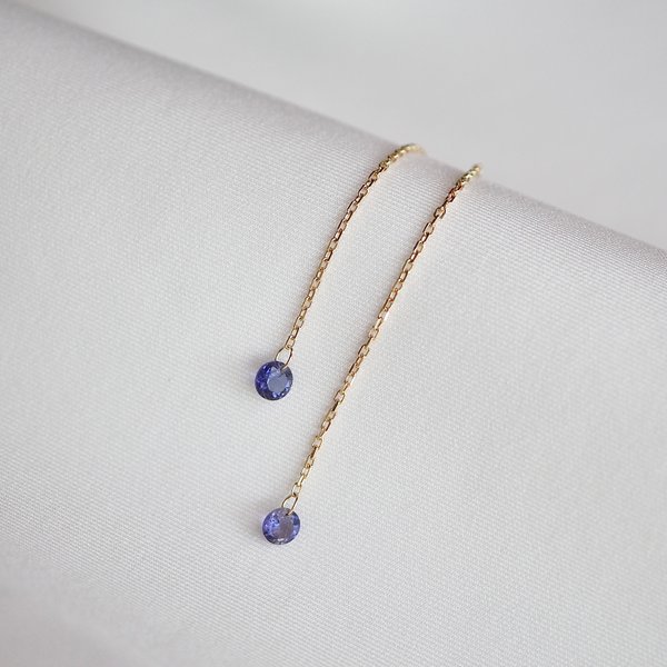 KERIN Threader Earrings - Iolite (Yellow Gold)