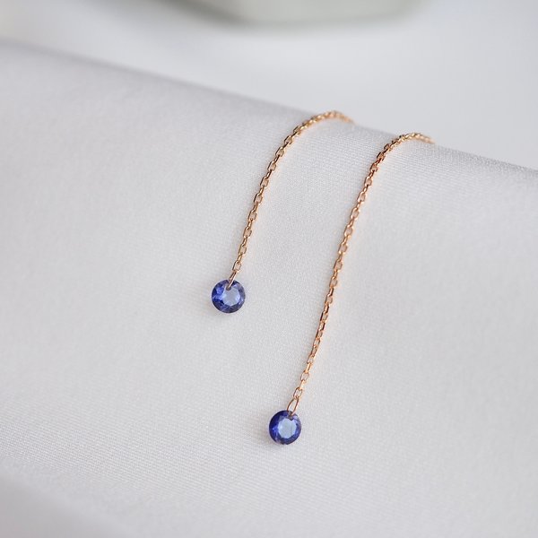 KERIN Threader Earrings - Iolite (Rose Gold)