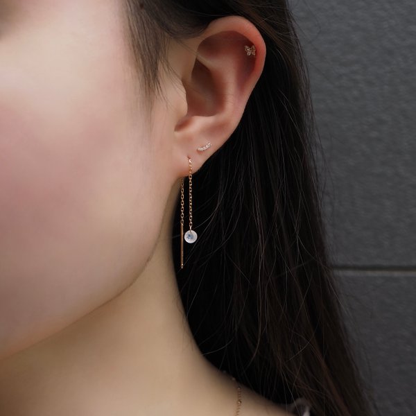 KERIN Threader Earrings - Moonstone (Rose Gold)