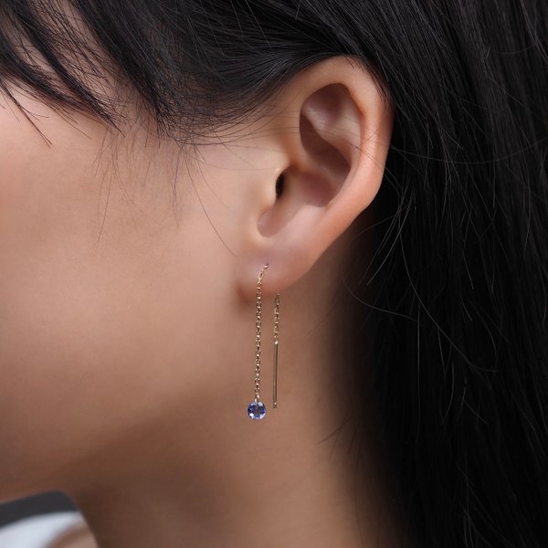 KERIN Threader Earrings - Iolite (Yellow Gold)