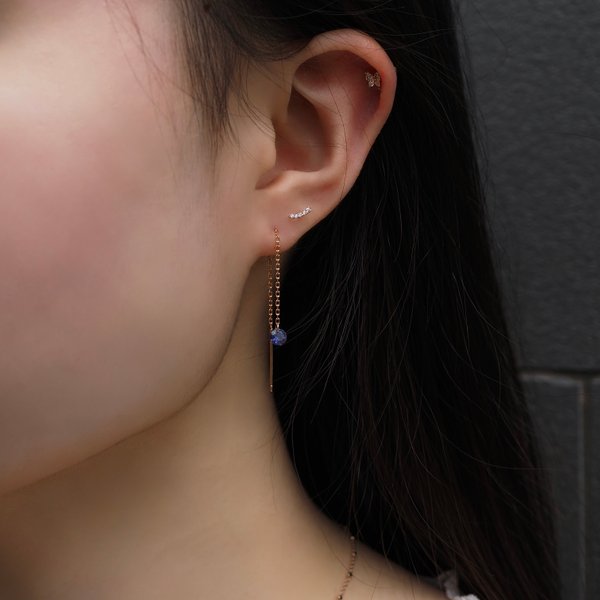 KERIN Threader Earrings - Iolite (Rose Gold)