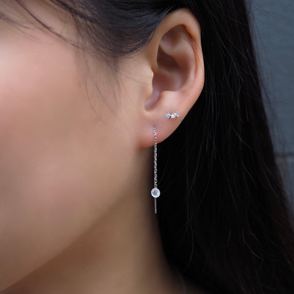 KERIN Threader Earrings - Moonstone (Silver)