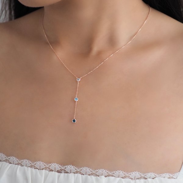 TIFFANY Necklace - Blue Topaz (Rose Gold)