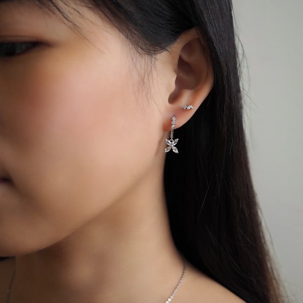 FLORET Huggies - White Topaz (Silver)