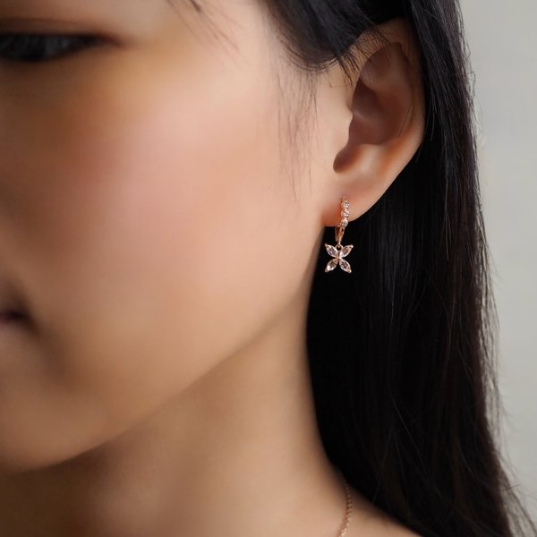 FLORET Huggies - White Topaz (Rose Gold)