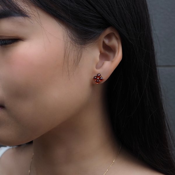 ERICA Earrings - Red Garnet (Yellow Gold)